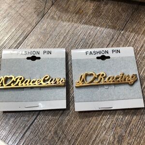 I Love Racing / I Love Race Cars Fashion Pins NASCAR NHRA Racing Jewelry